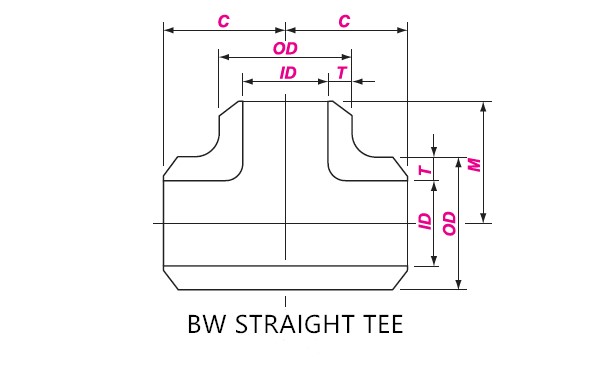 BUTT WELD EQUAL TEE DRAWING