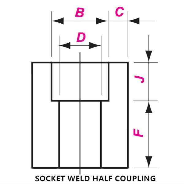 Socket Weld Half Coupling Drawing