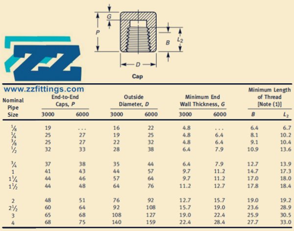 Threaded End Cap Dimensions