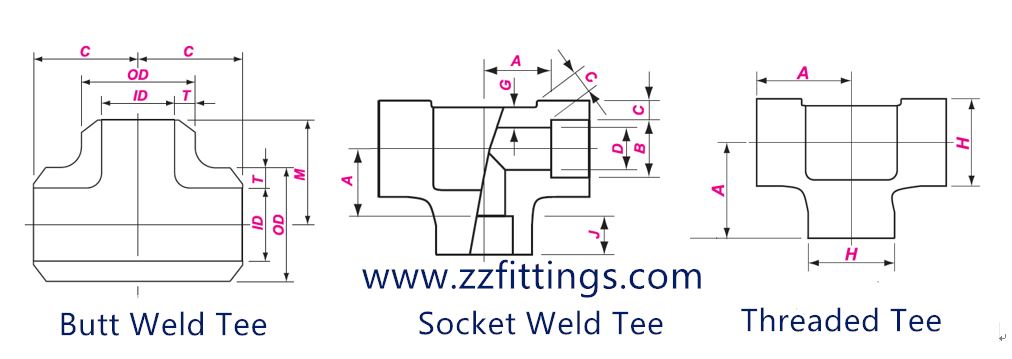 Stainless Steel Pipe Tee Drawing