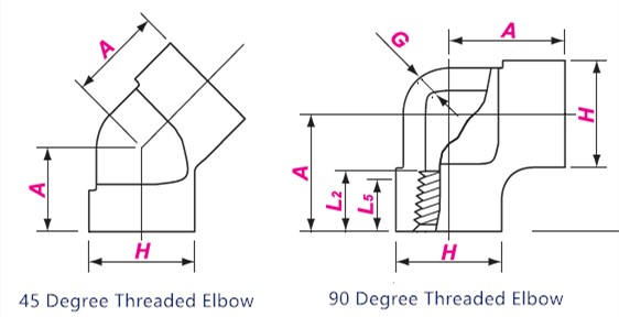 Threaded Elbow Drawing