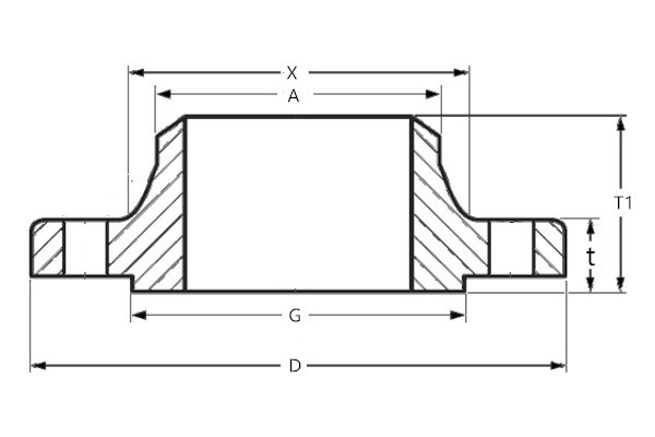 ASME B16.5 Weld Neck Flange Drawing