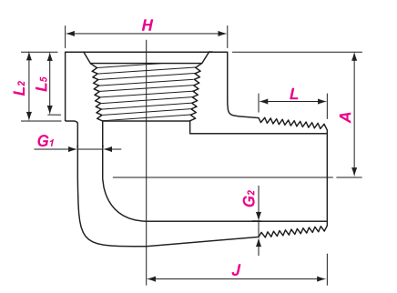 Female and Male Threaded 90°Elbow
